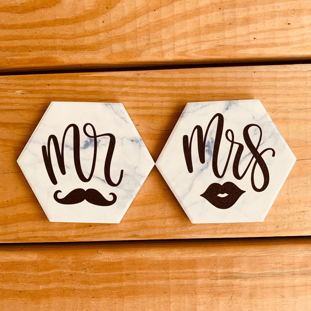 ETSY | Marble Coaster Set | Mr. & Mrs.